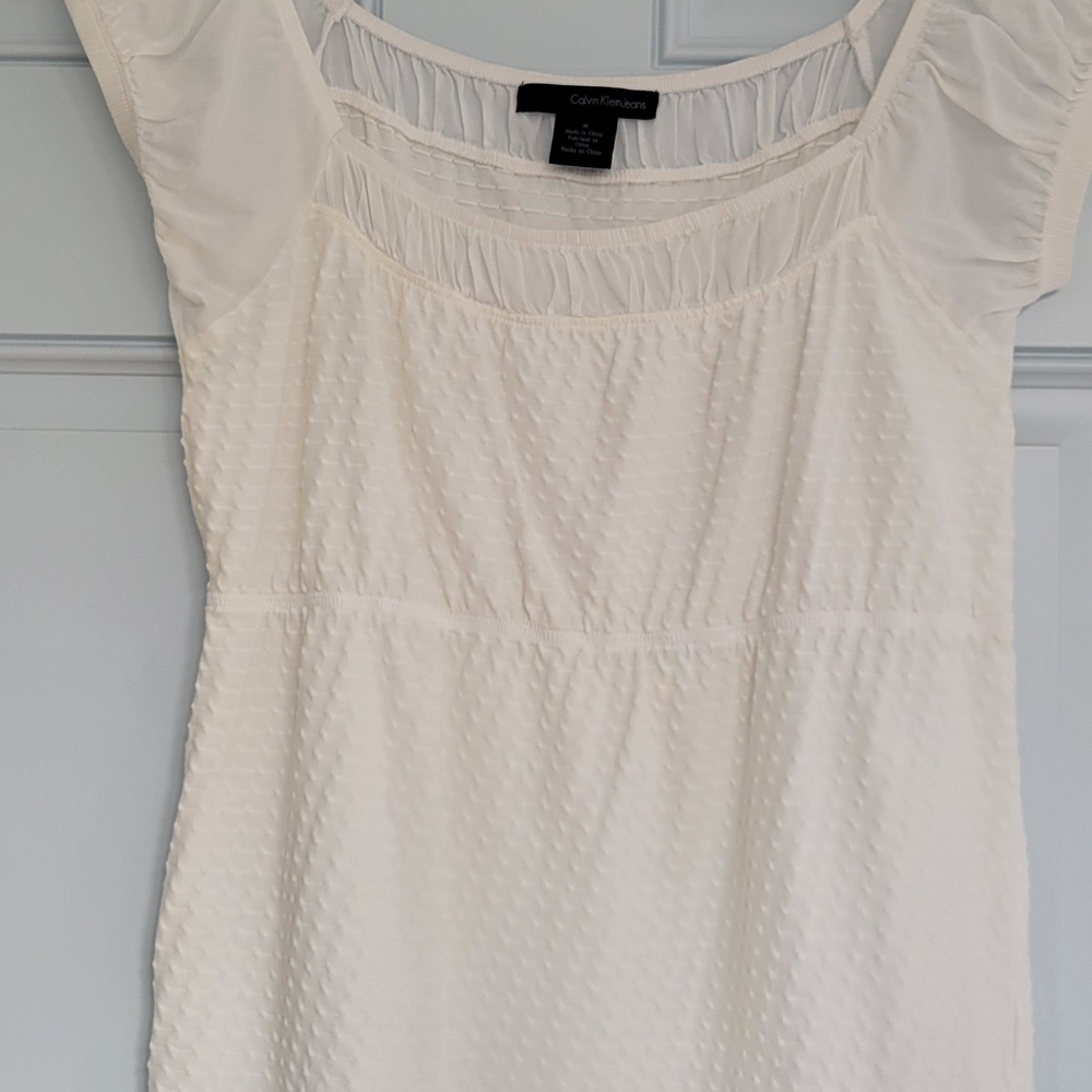 Calvin Klein Jeans Cream Textured Scoop-Neck Tunic